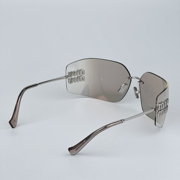 Miu Miu MU54YS 1BC10F BRAND NEW Sunglasses Silver Gold Mirror Wraparound… main image 4